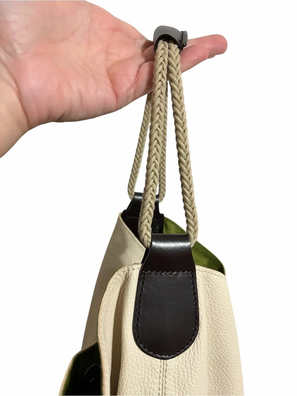 Hobbs Cream Pebbled Leather Hobo Shoulder Bag Large Slouchy Tote Large Boho